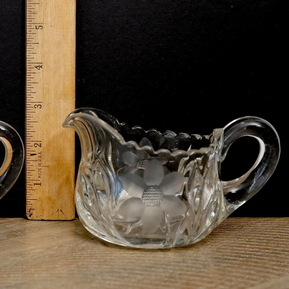 Vintage‎ Lancaster Etched Sugar and Creamer Set